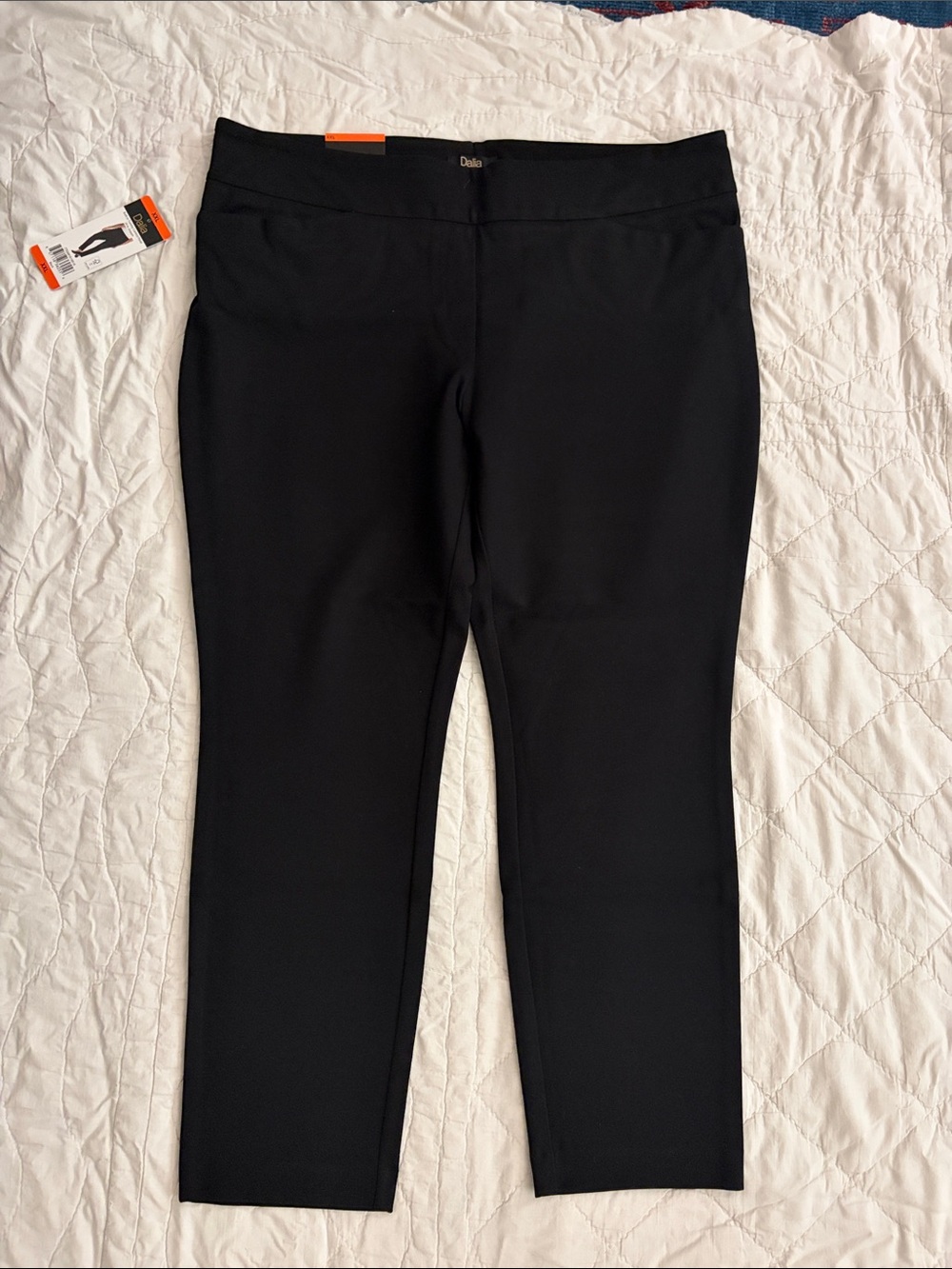 Dalia Black Cropped Ponte Straight-Leg Trousers
